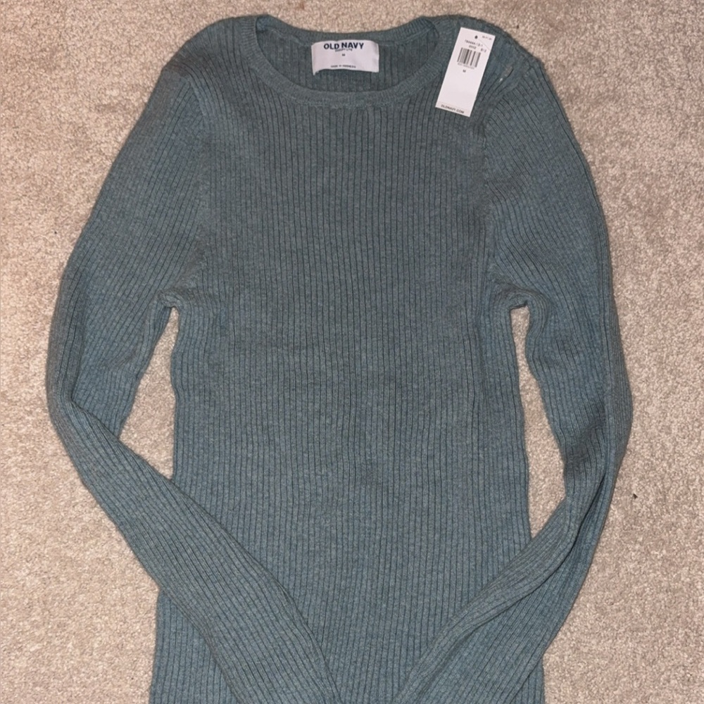 Old Navy Women's Ribbed Crew Neck Sweater - Washed green color